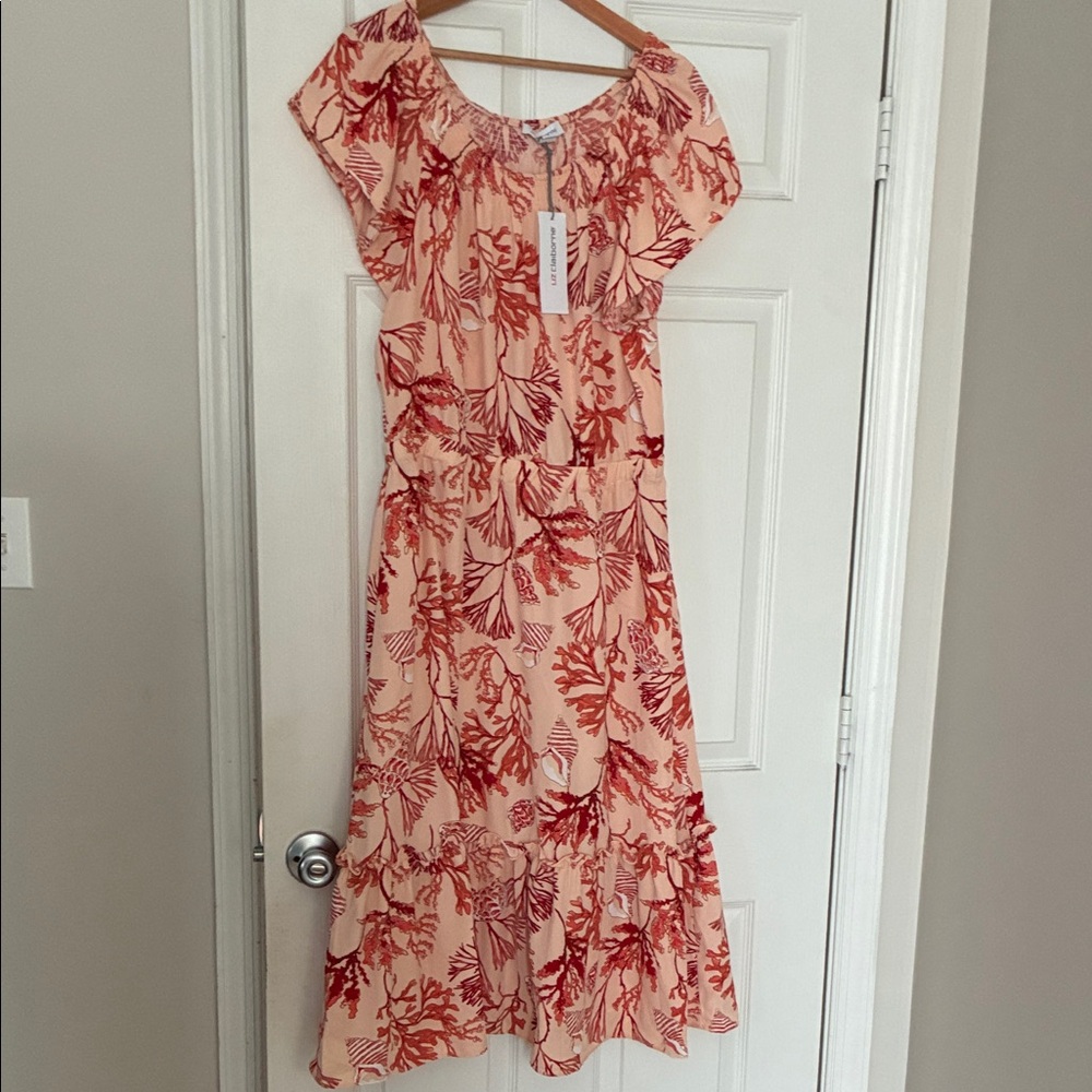 Liz Claiborne Red and Cream Floral Midi Dress